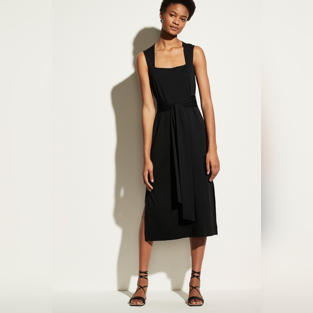 Vince Square Neck Pima Cotton Sleeveless Midi Dress Size S